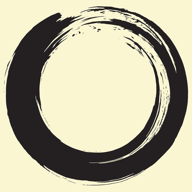 Zen, kreis, bürste, enso, tinte, japan, japanisch, traditionelle, kunst, vektor, illustration