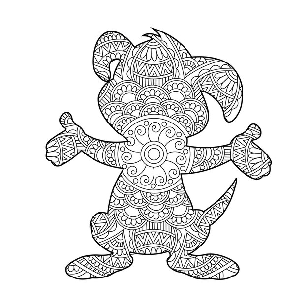 Zentangle hund mandala malvorlage für erwachsene weihnachten hund und blumen tier malbuch antistr