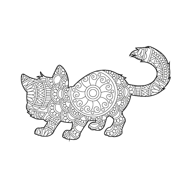 Zentangle katze mandala malvorlage für erwachsene weihnachten katze blumen tier antistress malbuch