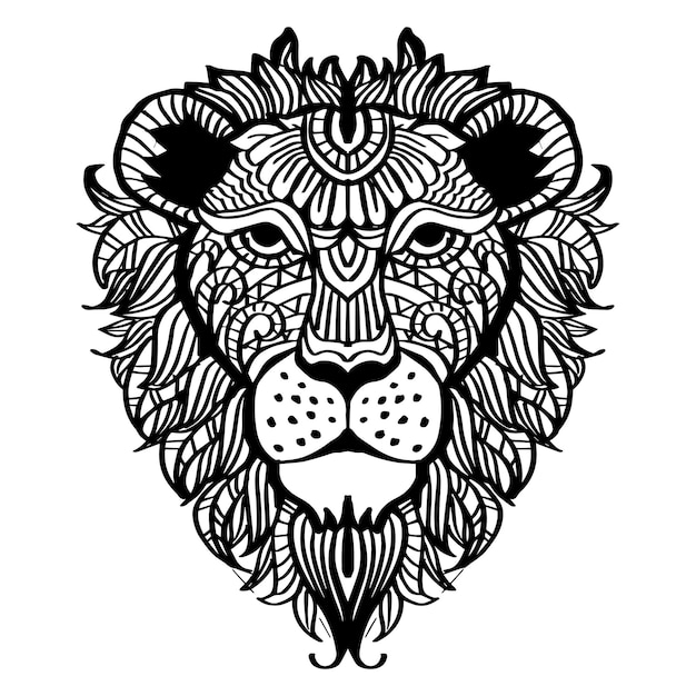 Zentangle Löwe-Mandala, das Löwenmandala-Gekritzel-Kunstentwürfe zeichnet