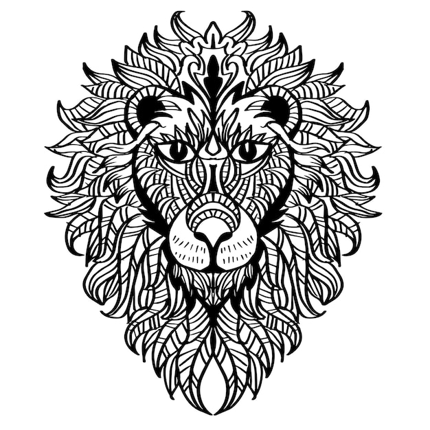 Zentangle Löwe-Mandala, das Löwenmandala-Gekritzel-Kunstentwürfe zeichnet