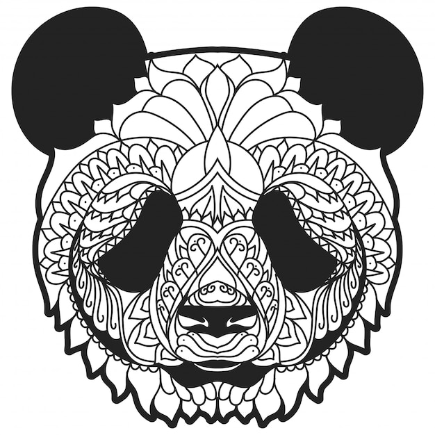 Zentangle Panda Linie Kunst-Vektor-Illustration