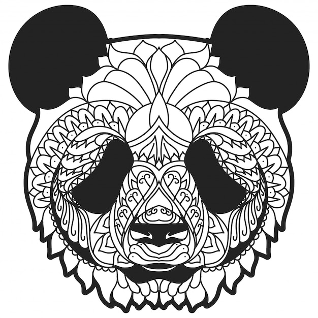 Vektor zentangle panda linie kunst-vektor-illustration