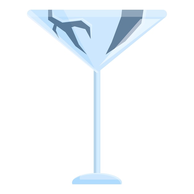 Vektor zerbrochenes martini-glas-symbol cartoon eines zerbrochenen martini-glas-vektorsymbols für webdesign isoliert auf weißem hintergrund