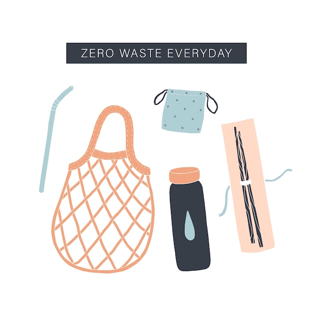 Zero waste alltagsset. handgemalt