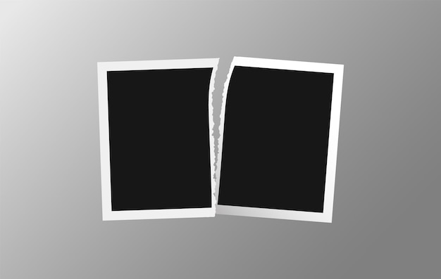 Zerrissene fotovorlage leeres negativ in zwei teile zerrissen