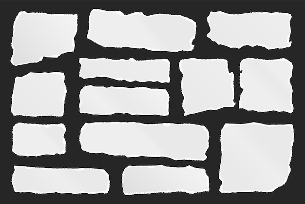 Zerrissene Papierstreifen realistische zerknitterte Papierstücke mit zerrissenen Rändern Stücke von Notizbüchern oder alten