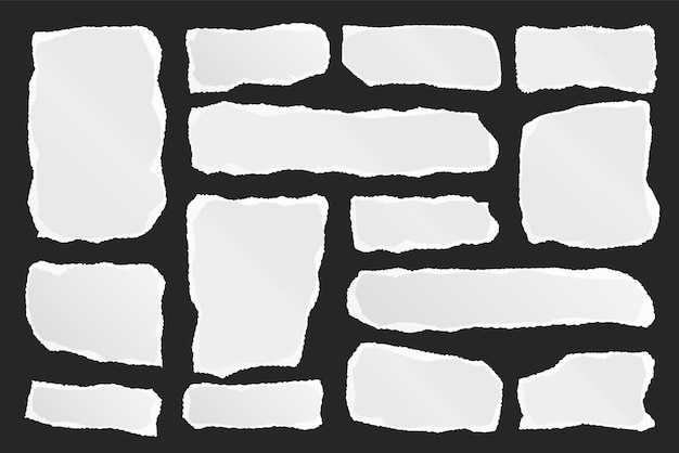 Zerrissene Papierstreifen realistische zerknitterte Papierstücke mit zerrissenen Rändern Stücke von Notizbüchern oder alten