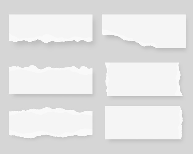 Zerrissenes Papierset. Satz zerrissenes Papier. Illustration.