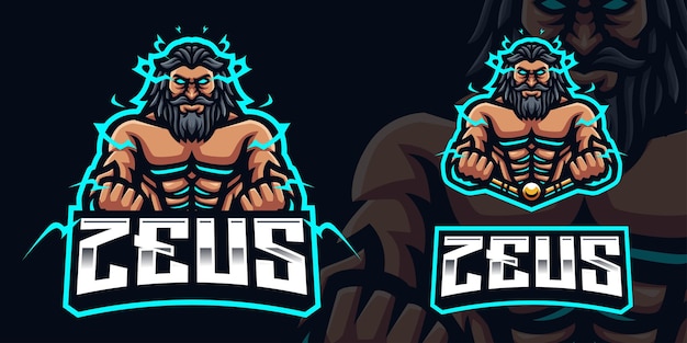 Zeus gaming maskottchen logo vorlage für esports streamer facebook youtube