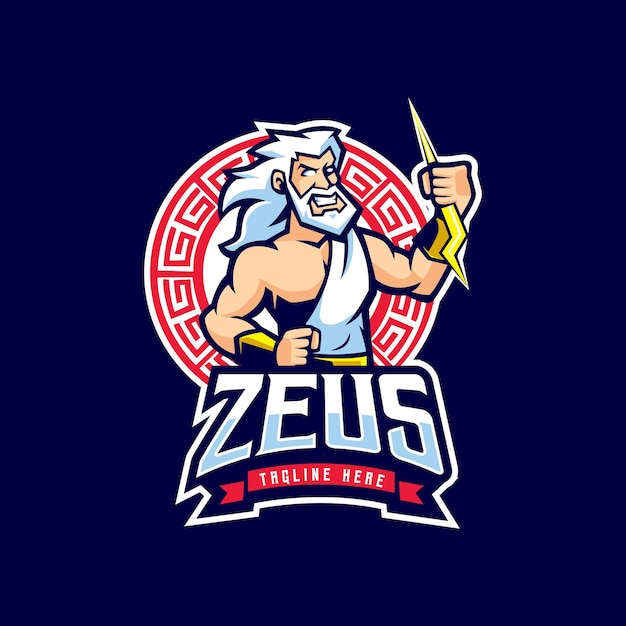 Vektor zeus gott maskottchen logo design vektor