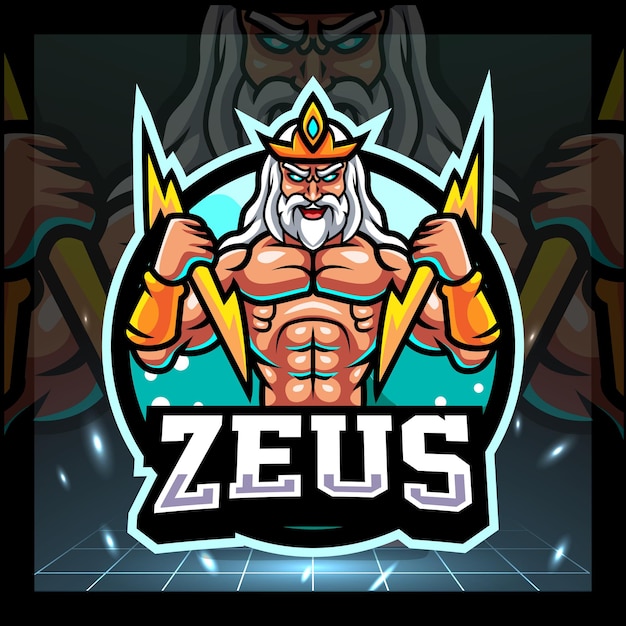 Zeus-maskottchen-esport-logo-abzeichen