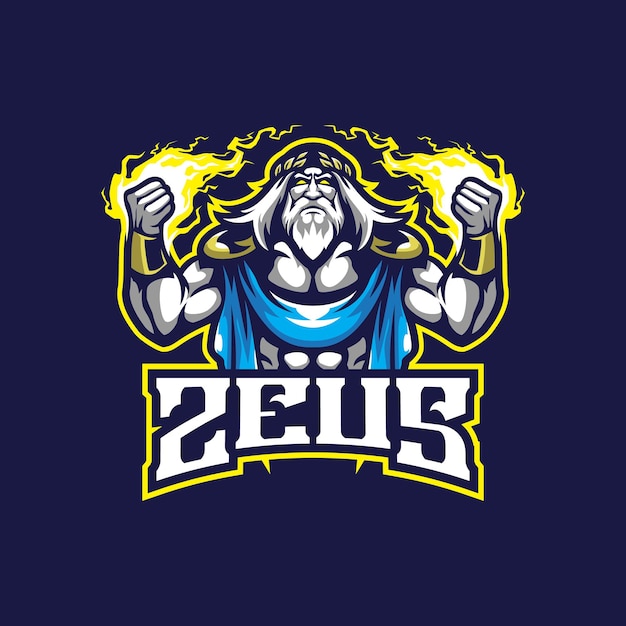 Zeus-maskottchen-logo-designvektor mit modernem illustrationskonzeptstil für abzeichenemblem und t-shirt-druck wütende zeus-illustration für sport- und sportteam