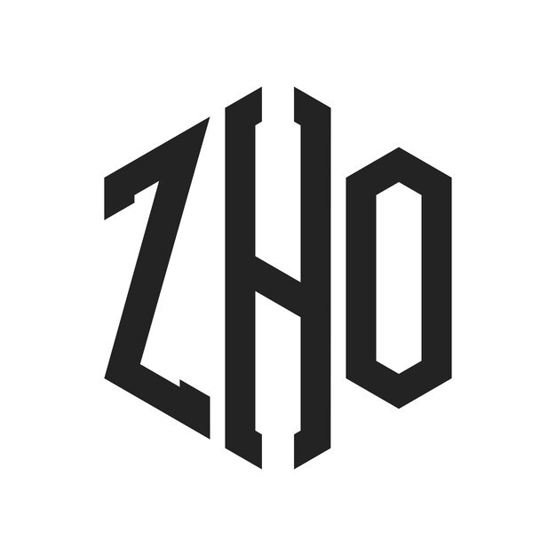 ZHO-Logo-Design Anfangsbuchstaben ZHO-Monogramm-Logo in sechseckiger Form