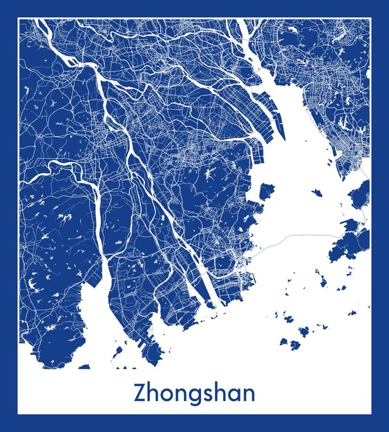 Vektor zhongshan china asien stadtplan blaupause vektor illustration