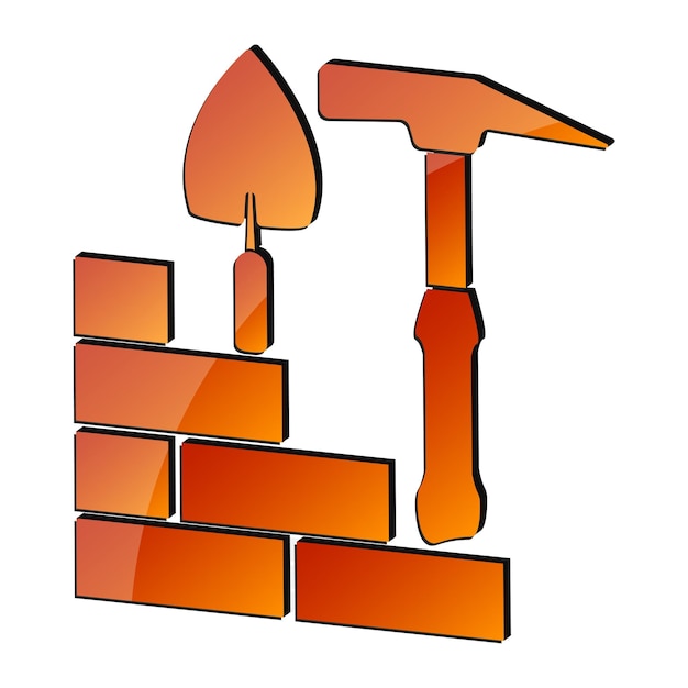 Vektor ziegelsteine und trowel für den bau von häusern