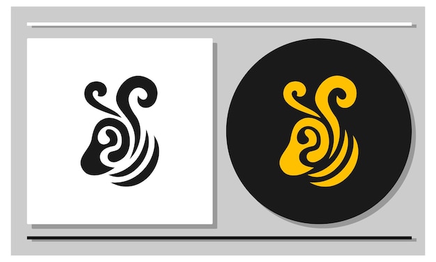 Vektor ziegenkopf-logo mit kreisförmiger linienanordnung