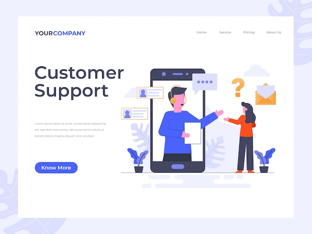 Vektor zielseite für den kundensupport