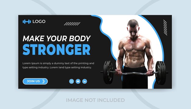 Zielseite für Fitnessstudio-Training und Übungen oder Web-Banner-Vorlage