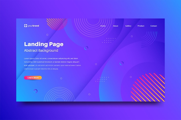 Zielseite mit minimalem geometrischem Hintergrund Dynamische Formenzusammensetzung Webdesign-Vorlage