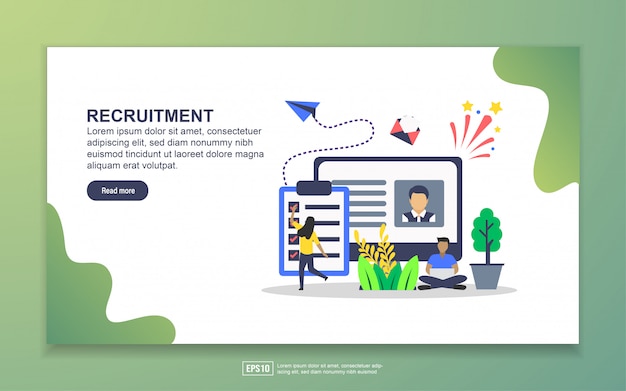 Zielseitenvorlage der rekrutierung. modernes flaches konzept des entwurfes des webseitenentwurfs für website und bewegliche website