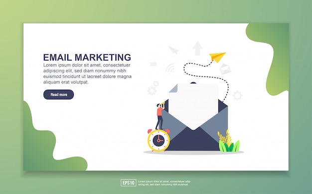 Zielseitenvorlage für e-mail-marketing. modernes flaches konzept des entwurfes des webseitenentwurfs für website und bewegliche website.
