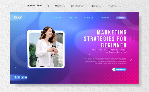 Zielseitenvorlage für Marketingstrategien für Webinare