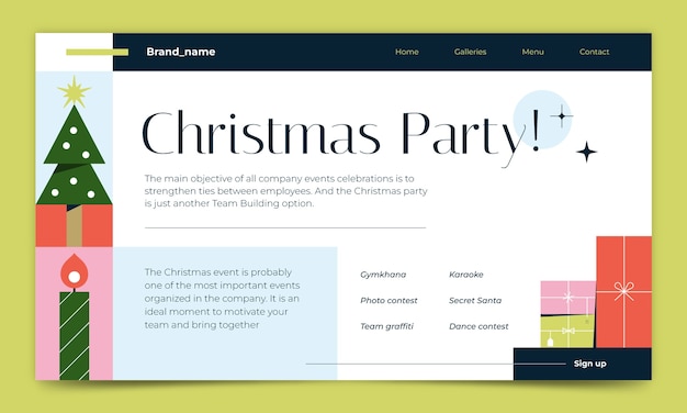 Vektor zielseitenvorlage für weihnachtsfeiern