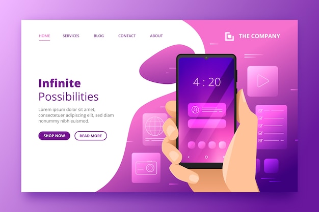 Zielseitenvorlage mit smartphone