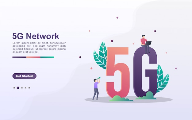 Zielseitenvorlage von 5g network im verlaufseffektstil