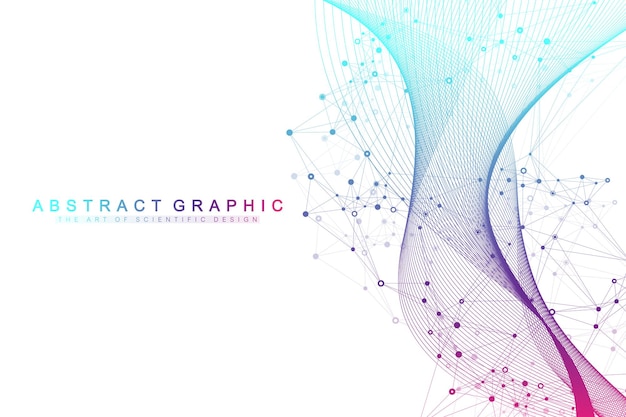 Ziffern abstrakter hintergrund mit verbundener linie und punkten wellenfluss digitale neuronale netze netzwerk- und verbindungshintergrund für ihre präsentation grafischer polygonaler hintergrund vektorillustration