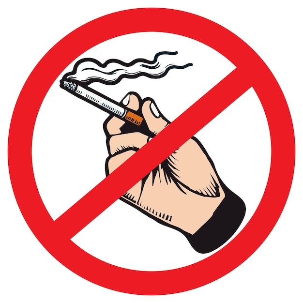 Zigarette in der hand nichts rauchen icon vektor illustration logo vorlage auf weißem hintergrund
