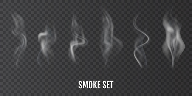 Vektor zigarettenrauch. set realistische rauch- oder dampfstruktur, erstellt mit verlaufsgitter.