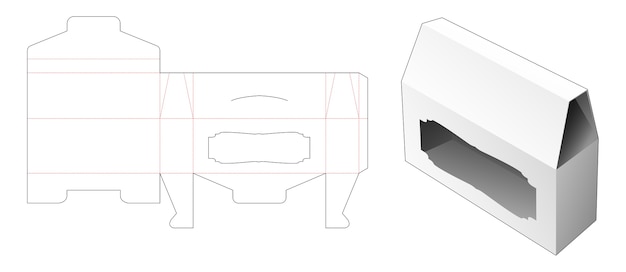 Zinnhausförmige verpackung mit gestanzter schablone des vintage-fensters