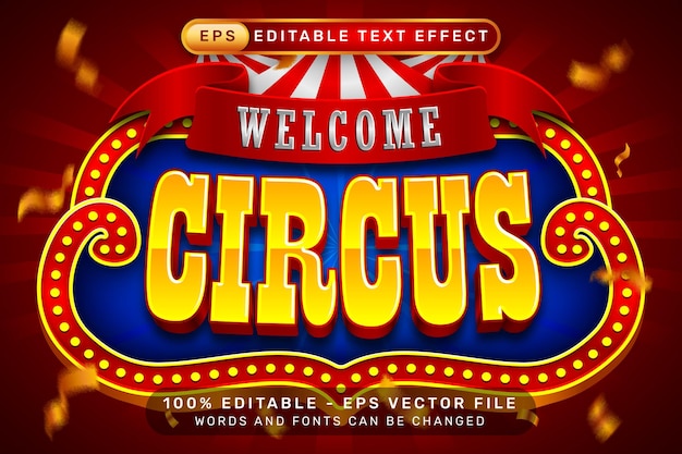 Zirkus 3D-Text-Effekt und bearbeitbarer Texteffekt mit Zelt- und Grenz-Show