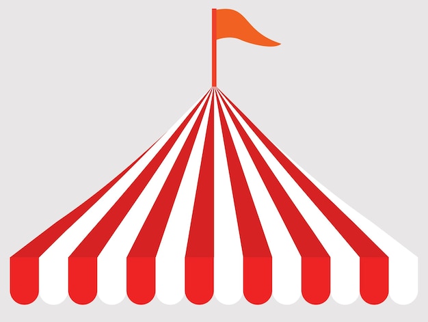 Zirkus karnevalszelt mit fahne zirkusfarbenzelt kuppeldach zelt mit flagge veranstaltungszelt rot und weiß