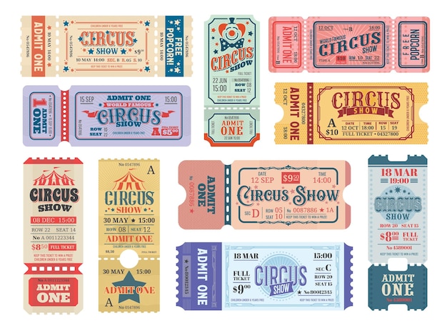 Zirkus-Vintage-Tickets Big Top geben einen Gutschein ein