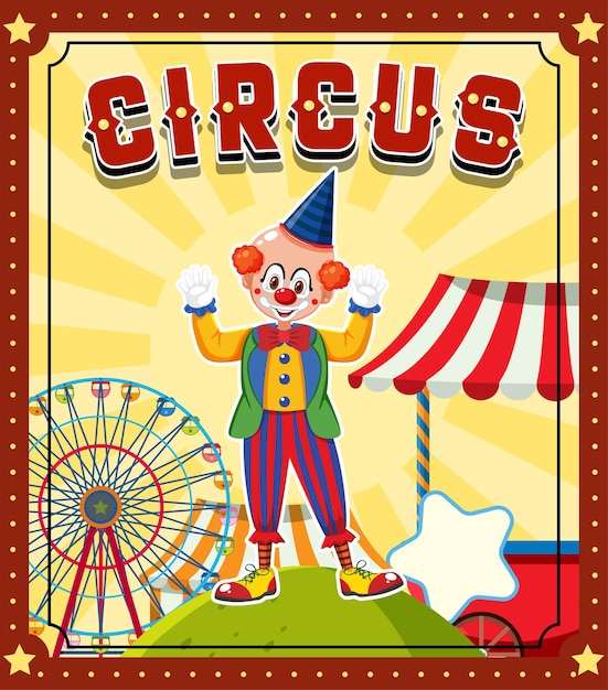 Zirkusbanner-design mit clown-cartoon-figur