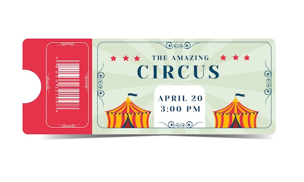 Vektor zirkusticket mit zirkuszelt amazing circus