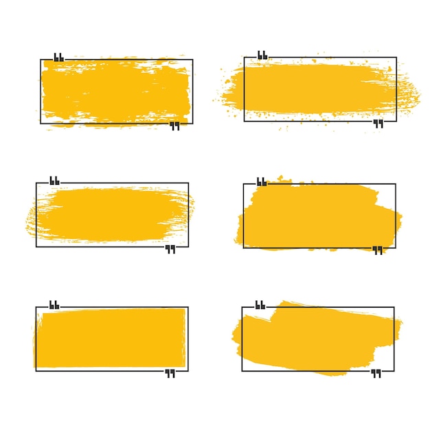 Vektor zitat boxrahmen, großes set. zitat box symbol. sms-anführungszeichen. leerer grunge-pinselhintergrund.