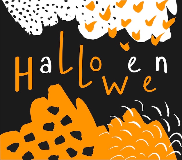 Zitat halloween feiern poster in den farben schwarz, weiß und orange abstrakte handgezeichnete formen