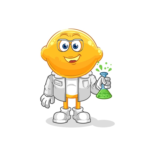 Zitronenkopf Wissenschaftler Charakter Cartoon Maskottchen Vektor