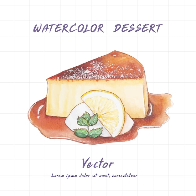 Vektor zitronenkuchen in aquarell gemalt