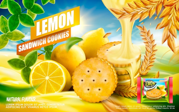 Zitronensandwichplätzchen-anzeigenillustration