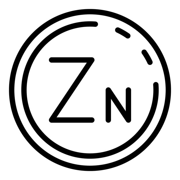 Zn-element-ikon-umriss-vektor nahrungsmittelmineral eisen ernährung