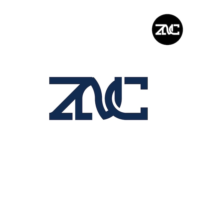 Vektor znc monogramm-logo-design mit buchstaben