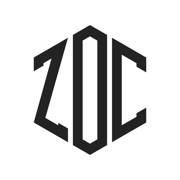 ZOC-Logo-Design Anfangsbuchstaben ZOC-Monogramm-Logo in sechseckiger Form