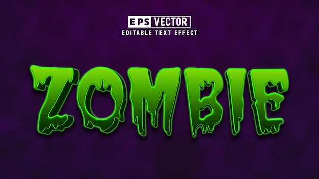 Vektor zombie 3d-stil editierbarer texteffekt-vektor mit hintergrund