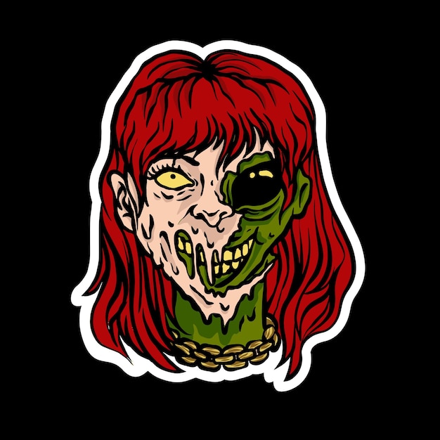 Vektor zombie-alien-mädchen-illustration