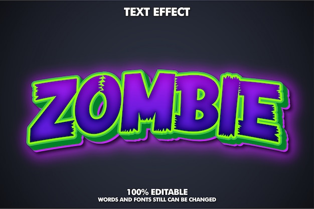 Zombie-aufkleber, bearbeitbarer cartoom-texteffekt